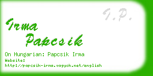 irma papcsik business card